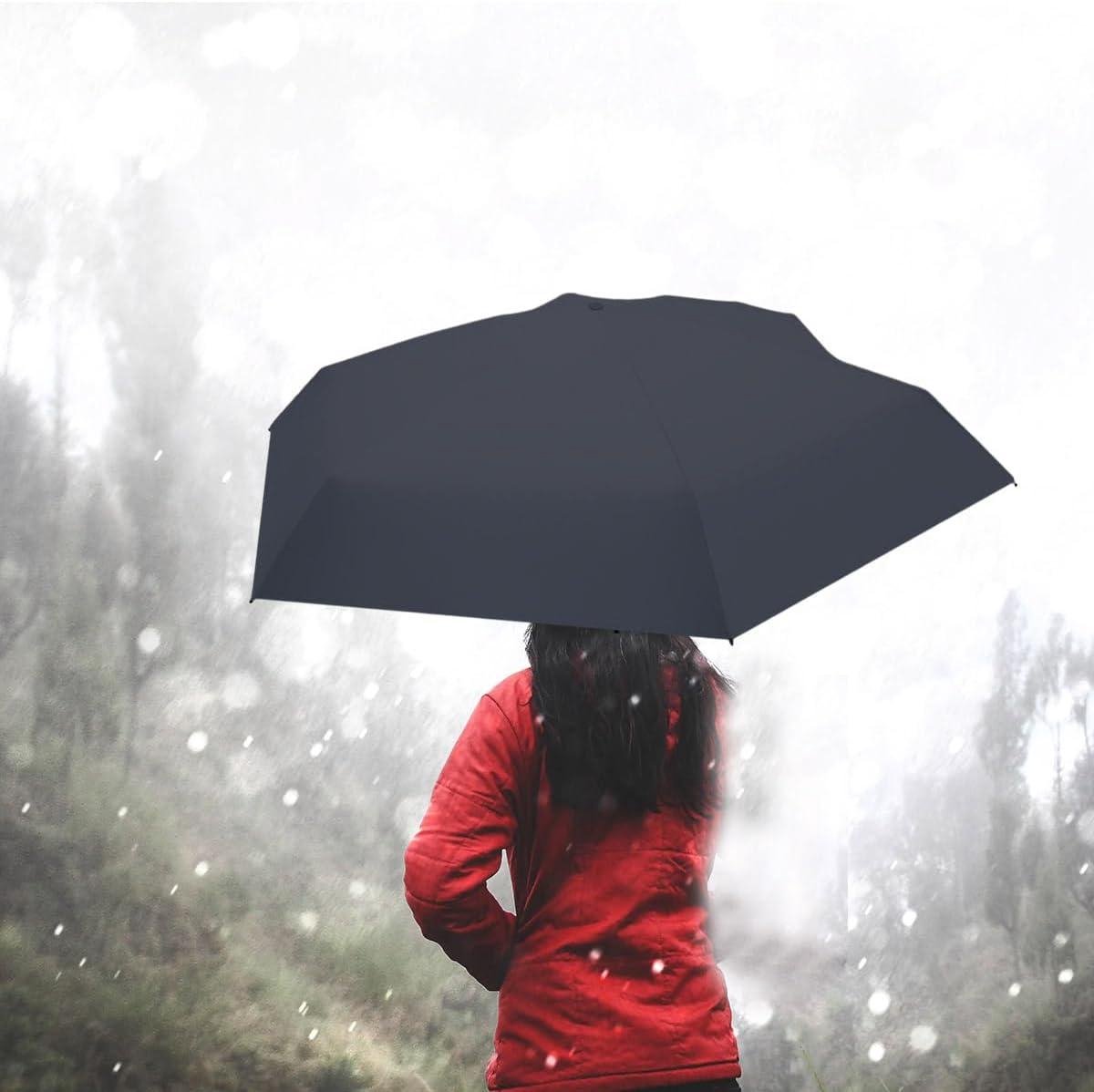 Opvouwbare reisparaplu voor dames en meisjes, compact en winddicht, UV-bescherming, zwart - ideaal voor zon en regenreizen