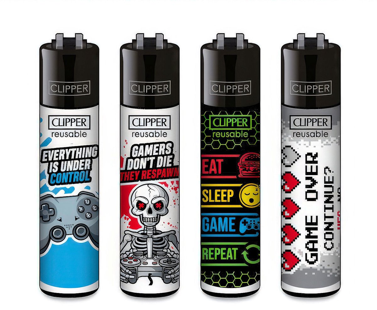 Clipper Classic Large Aanstekers "Gamer #3" (4 Stuks)