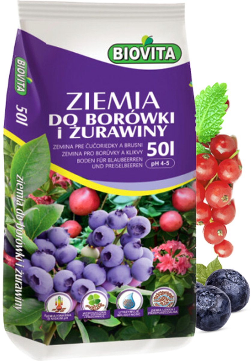 Biovita - Potgrond - Voor Bosbessen en Veenbessen - 50L - Optimale pH