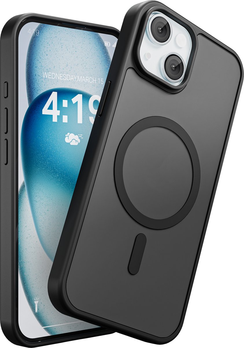 Hoesje Geschikt voor iPhone 15 - Zwart - Geschikt voor MagSafe – Slank, Sterk en Shock proof