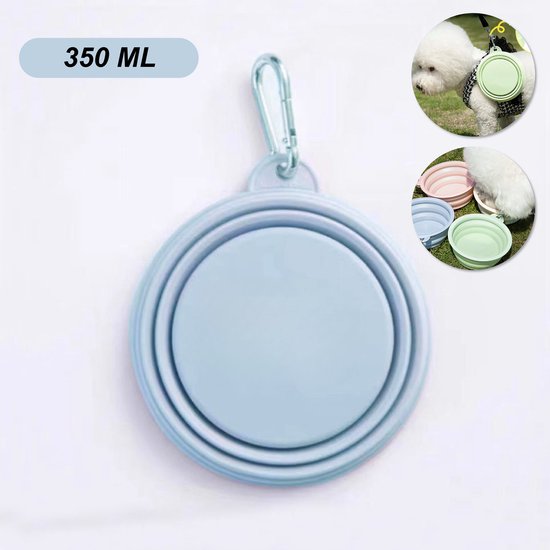 Colorful Sun® opvouwbare water- en voerbak – 350ml – blauw