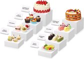 Allecto Plus - Acryl standaard set voor buffet - 8 stuks - Wit - Mini-tafelborden - Kubussen met holle bodem