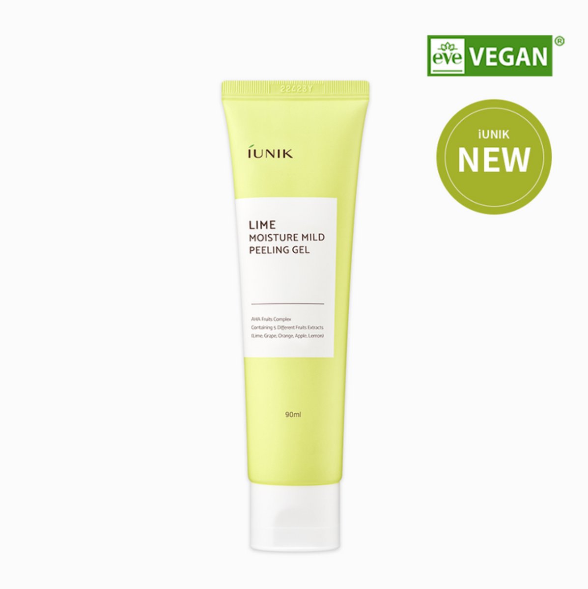 iUNIK Lime Moisture Mild Peeling Gel – Milde gezichtspeeling met fruitextracten – Verwijdert dode huidcellen – 90ml