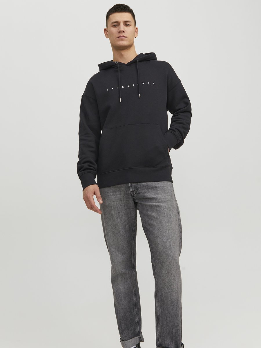 JACK & JONES Star jj sweat hood regular fit - heren hoodie katoenmengsel met capuchon - zwart — afbeelding 7