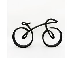 Fiets Beeldje - Moderne Decoratie - Zwart - 22 x 1,5 x 12,7 cm - Minimalistisch Design - Sportief Figuur - Cadeau voor wielrenner