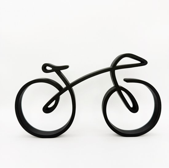 Figurine Vélo - Décoration Moderne - Zwart - 22 x 12,7 x 1,5 cm - Design Minimaliste - Figurine Sportive - Cadeau pour Cycliste - Impression 3D