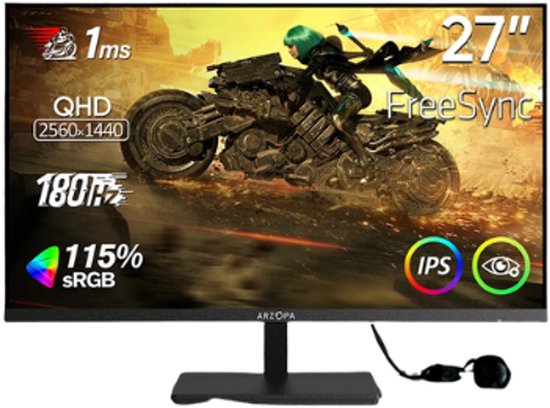 Monitor – 2K QHD – 180Hz Fast IPS – Draagbare Tweede Monitor voor PC, Laptop,