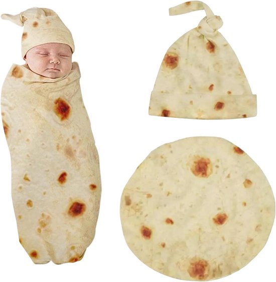 VELAJA Burrito Tortilla-deken, 150 x 150 cm, knuffeldeken van flanel VELAJA Burrito Tortilla-deken, 150 x 150 cm, knuffeldeken van flanel