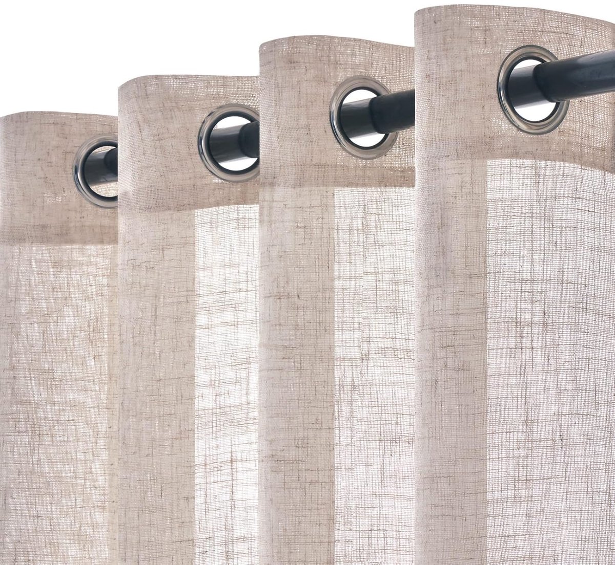 Half-transparante linnenlook gordijnen - modern en stijlvol - 2 stuks - wit - 140 x 122 cm