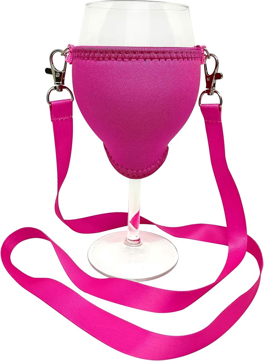 Wijnglashouder XL - praktische wijnglashouder voor de hals - 1 stuk - roze