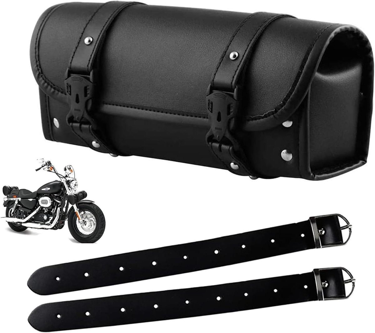 Universele motorzadeltas voor motorgereedschap en accessoires - Duurzame leren tas voor Harley fanatiekelingen - Handige motorschoudertas voor onderweg (30 x 85 x 9 cm)