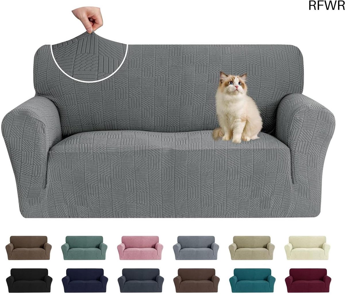 RFWR® Rekbare Bankhoes voor 2 Zits Sofa - Universele Elastische Sofabescherming met Antislipschuim