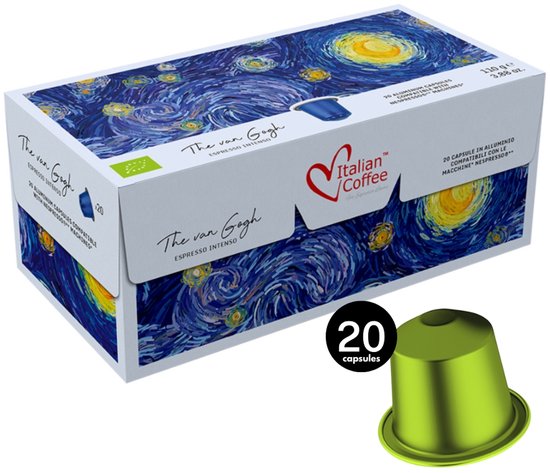 Special Edition - 20 aluminium capsules Italian Coffee van Gogh Espresso Intenso Biologisch - Koffiecups compatibel met Nespresso®*