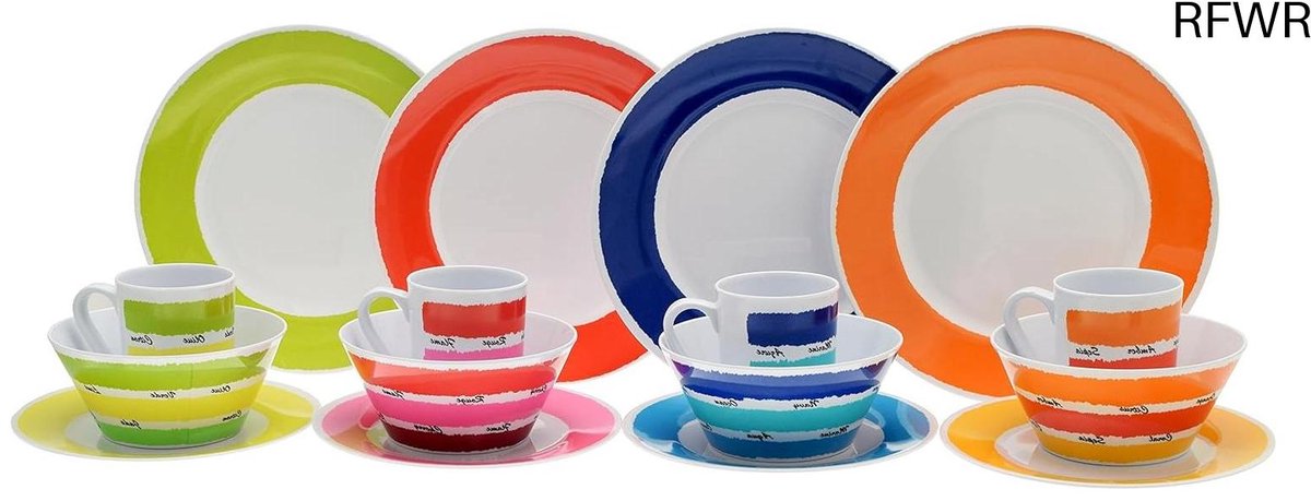 RFWR® Kleurrijke 16-delige melamine tafelservice set
