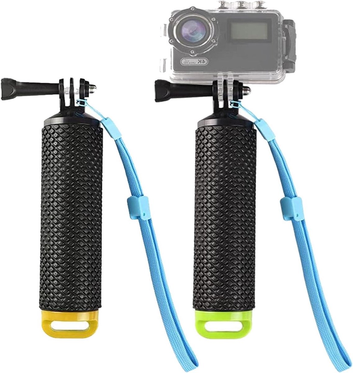 2 stuks Drijvende Handgreep voor Waterdichte Actiecamera - Antislip Handvat - Geel en Groen - Voor Camera's - Handliftstang - Veiligheid in het Water