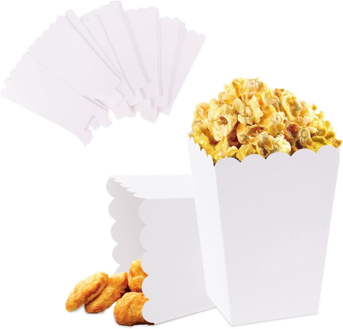 Witte popcornschalen - Set van 20 stuks voor feestjes en picknicks