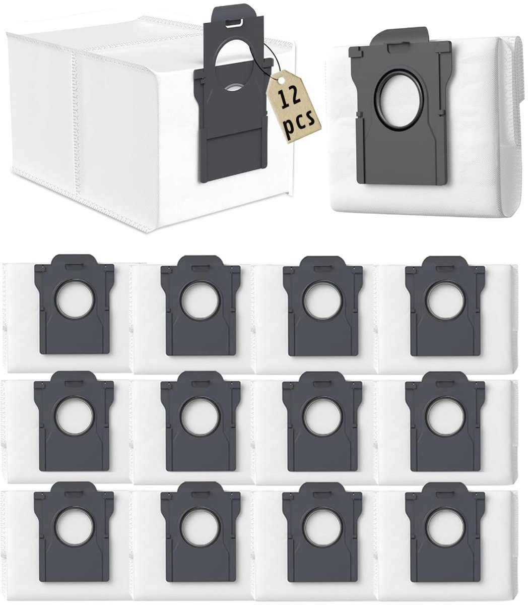 PolkaHome 12 stofzakken geschikt voor Dreame L10s Ultra Gen 2, L10s Pro Ultra, X50 Ultra, X40, X40 Pro, X40 Ultra, X30 Pro Ultra en Mova E30 Ultra robotstofzuigers, stofzuigerzakken
