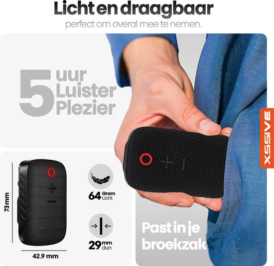 Xssive BS14 Draagbare Bluetooth Speaker met Magnetische Clip - Mini Bluetooth Speaker - Handsfree Bellen - Geschikt voor Wandelen, Onderweg, Fiets & Outdoor van Xssive — afbeelding 4