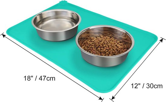 Ptlom Hondenvoermat, antislip voerbakmatten voor voedsel en water, hoge lippen huisdier placemat voorkomen rommelige morsen op de vloer, waterdichte puppyvoerbak voor kleine, middelgrote en grote