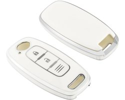 Autosleutel hoesje - TPU Sleutelhoesje - Sleutelcover - Autosleutelhoes - Geschikt voor Nissan - wit - D2 - Nissan Micra, Nissan Pulsar, Nissan Murano, Nissan Juke, Nissan Qashqai, Nissan Ariya, Nissan Leaf, Nissan Xtrail, Nissan Primastar, Nissan I