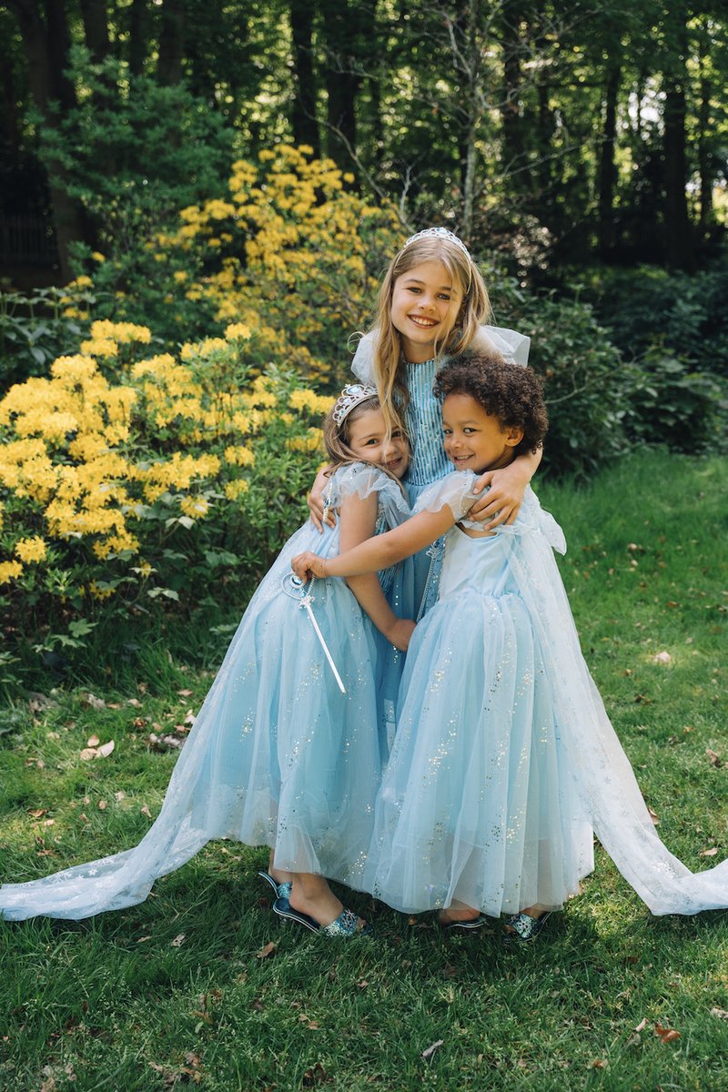 Prinsessenjurk meisje - Elsa jurk - Het Betere Merk - verkleedkleding - prinsessen accessoire set - kroon - toverstaf - lange handschoenen - vlecht — afbeelding 3