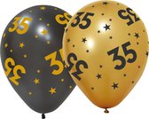 6 Ballonnen 12" 3 met goud / 3 zwart 35 jaar Golden Celebrations - Versiering Slinger Feestdecoratie Decoratie Verjaardag Jubileum Ballon Feest