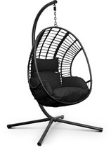 Bol.com Swoods XXL Egg Hangstoel – Hangstoel met standaard – Egg Chair – tot 150kg - Zwart aanbieding