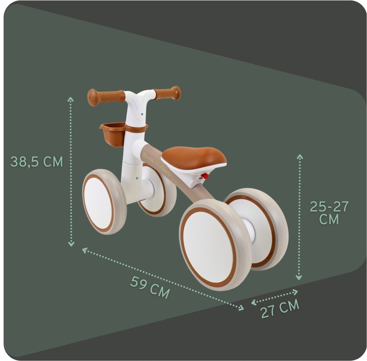 Bandits & Angels Loopfiets First Rider Sand vanaf 1 Jaar voor Jongens en Meisjes - Metaal - Beige Loop Fiets - Compact en Veilig voor Binnen en Buiten — afbeelding 4
