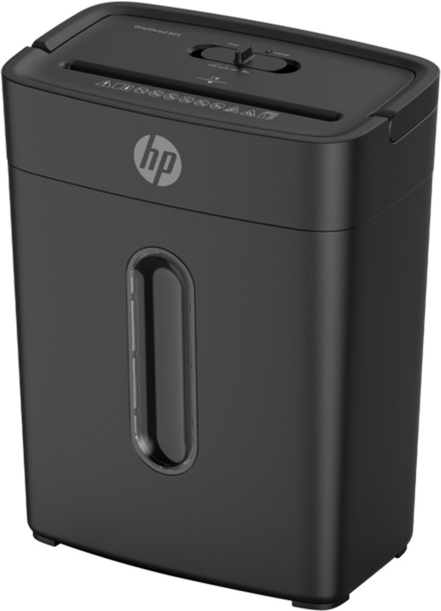 HP OneShred 6CC Shredder - 6 Vel DIN A4 - P-4 / DIN66399 - Papierversnipperaar - 14 Liter - Inklapbaar handvat - Kantoor/ Thuis - Zwart thumbnail 6