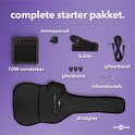 VISIONSTRING startpakket met 10W versterker, draagtas, stemapparaat, kabel, gitaarband, plectrums en inbussleutels.