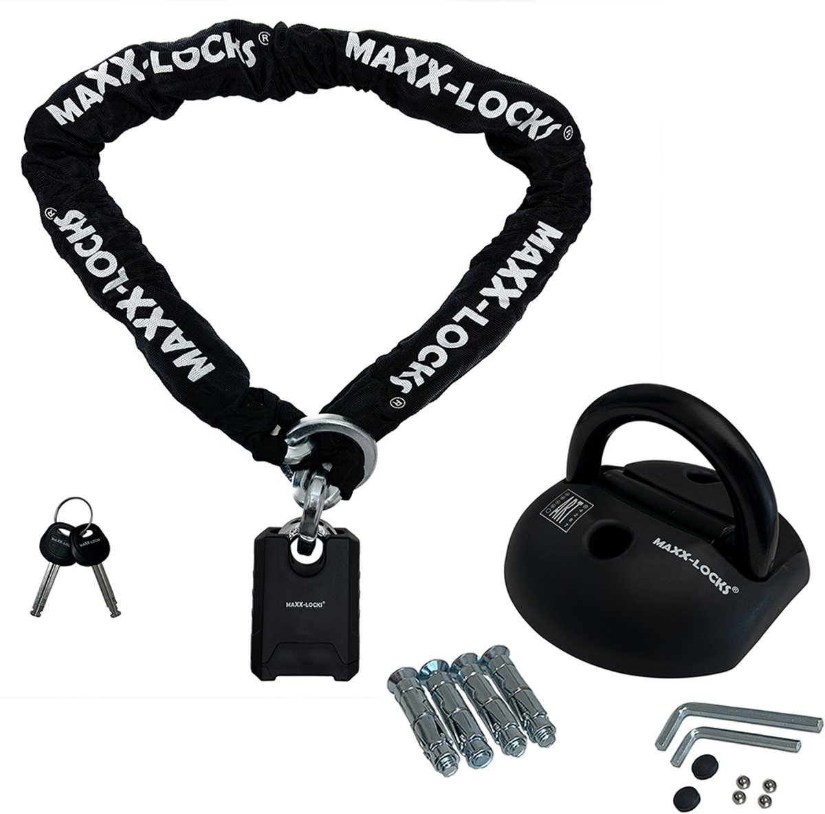 Maxx-Locks Gore - Motorslot ART 5 + ART 4 Muuranker - Kettingslot voor Scooter en Motor - Art5 Slot met Gehard Stalen Schakels - 150cm