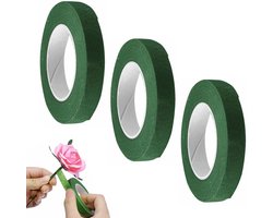 Bloementape - 3 Rol - Floral Tape - Florist Tape - Bloemendraad - Bloementape Groen Zelfklevende - Bloemistentape - Bloemenlint - Floral Tape Groen - Boeketaccessoires - Wikkeltape Voor Bloemisten - Voor Bloemstukken En Diy-Projecten - 12mm*30m Rol