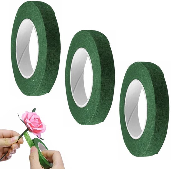 Foto: Bloementape 3 rol floral tape florist tape bloemendraad bloementape groen zelfklevende bloemistentape bloemenlint floral tape groen boeketaccessoires wikkeltape voor bloemisten voor bloemstukken en diy projecten 12mm 30m rol