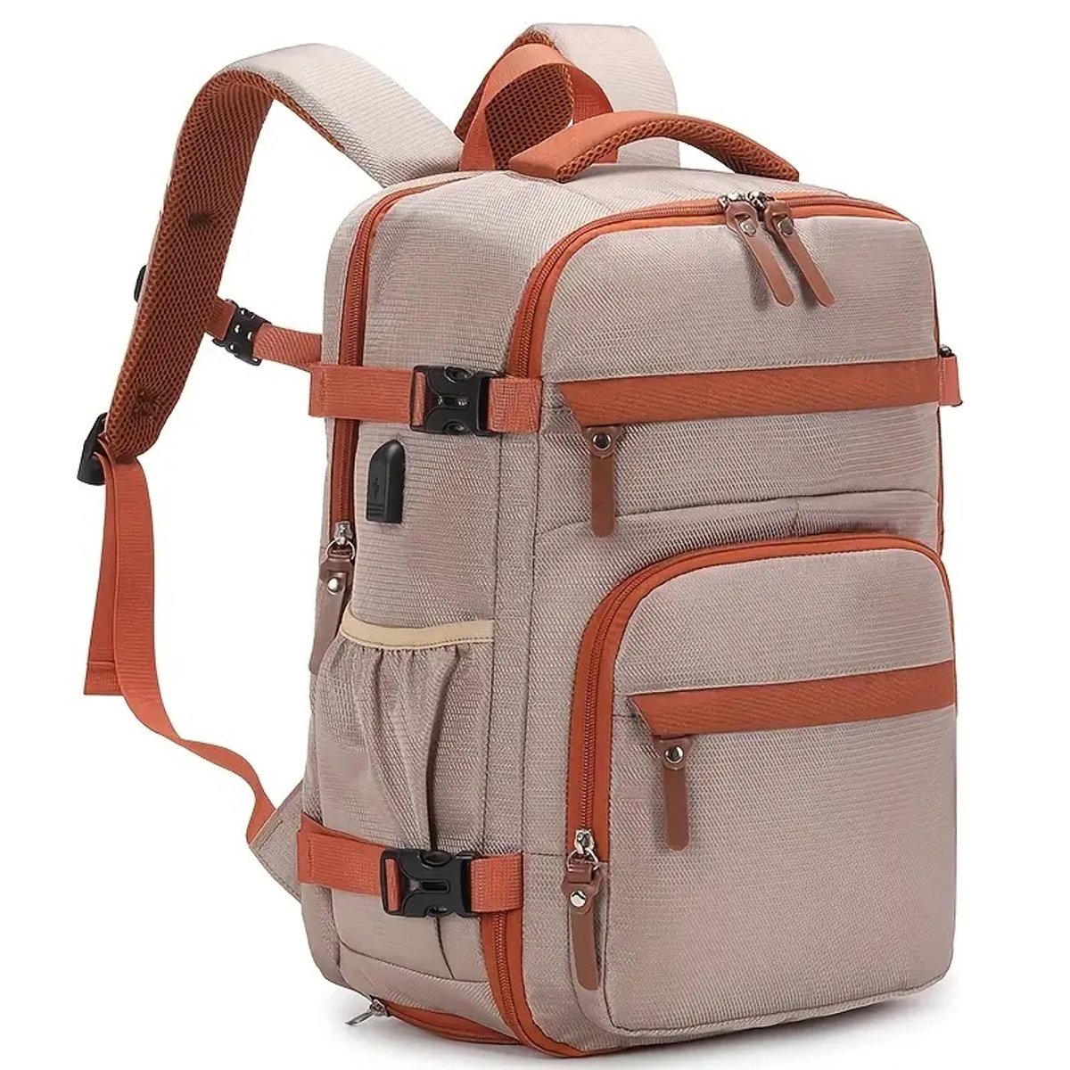 Rugzak Laptoprugzak - Khaki - Schooltas - Waterdichte Rugzak Inclusief Usb Oplaadstation - Reistas - vliegtuigtas - handbagage vliegtuig - Laptop tas 17.3 inch voor dames en heren - schooltas - 36L - Laptop Rugzak