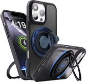 Coque compatible avec iPhone 16 Pro avec Ring de support à 360 ° - Zwart Coque MagSafe Antichoc Grip Cove