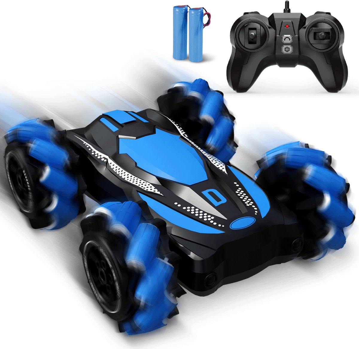 Afstandsbediende Auto, 8-Wiel RC Stuntauto Offroad met Hand- & Afstandsbediening, LED Licht, Muziek & Spray, RC Auto voor Kinderen 5-11 Jaar, Perfect Kerst- of Verjaardagscadeau voor Jongens & Meisjes