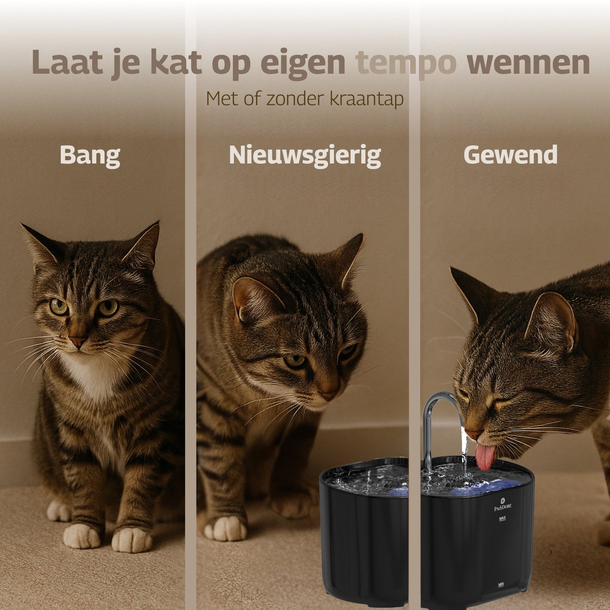 Pawdore Drinkfontein Kat en Hond - Kattenfontein 2.2L - Zwart thumbnail 4