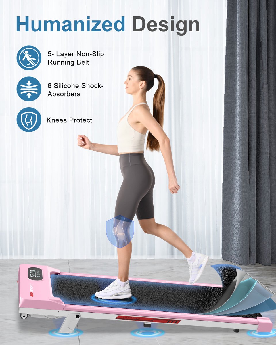 Afbeelding 3 van Opvouwbare loopband 4 in 1 - Loopband met 5% helling - Elektrische 2,5 pk loopmachine voor thuisgebruik tot 136KG - 1-8 km/u - LED-display - Geluid<45db - Roze