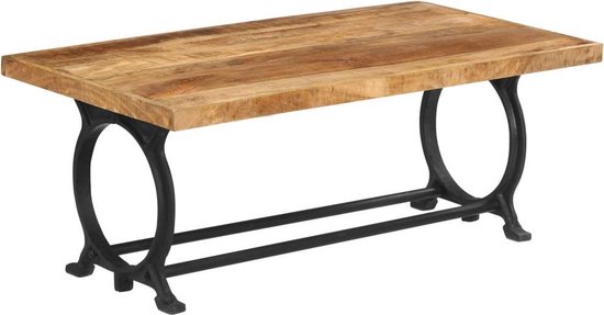 vidaXL Eetkamerbank 110x45x47 cm massief mangohout en gietijzer