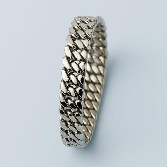 Bracelet à maillons en acier inoxydable argenté