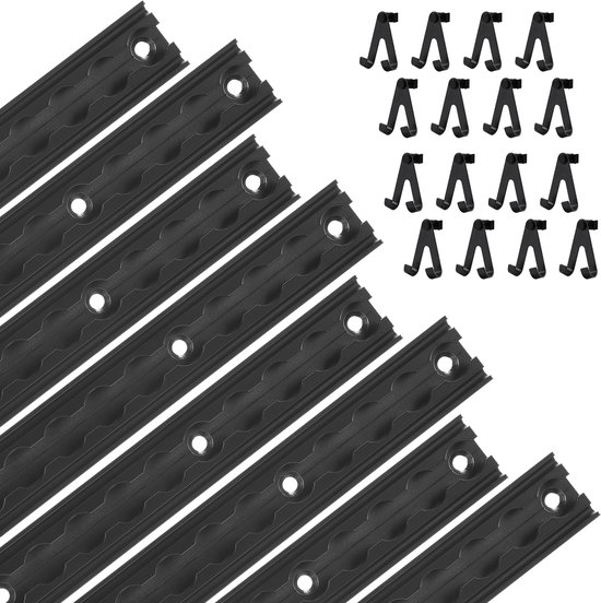 Set de 16 crochets pour rail d'avion, Suspension avec fixation à goujon unique, Pour rail d'arrimage dans les véhicules utilitaires, fourgons de déménagement ou fourgonnettes