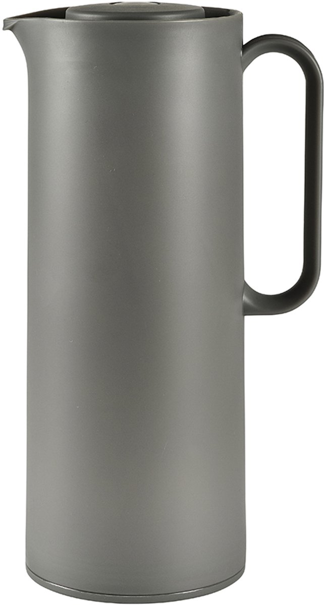 Funktion Thermoskan 1L – Met Glazen Inzet & Drukknop – Voor Warme & Koude Dranken – Grijs