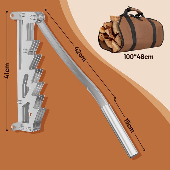 Houtklover - Houtsplijter - Houtkliever - Houtklover Muur - Kloofwig - Splijtwig - Houtklover voor aanmaakhout Zilver zonder verlengde handgreep van Houtklover — afbeelding 2