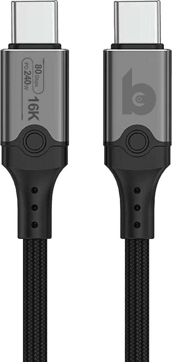 Banky - Thunderbolt 5 kabel - 1 meter - 80GBps - 16K - 60Hz - 240 Watt laden - TB5 - USB C - snellader geschikt voor Apple