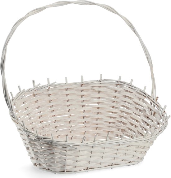 Panier cadeau KADAX, panier en osier universel, panier à poignées de haute qualité, panier à bouteilles, panier à bonbons, panier de rangement tissé, panier de présentation (blanc, grand)