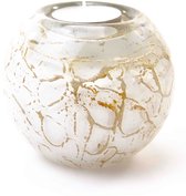 Handgeblazen rose / blauwe kaarshouder mini urn van glas Handgeblazen rose / blauwe kaarshouder mini urn van glas