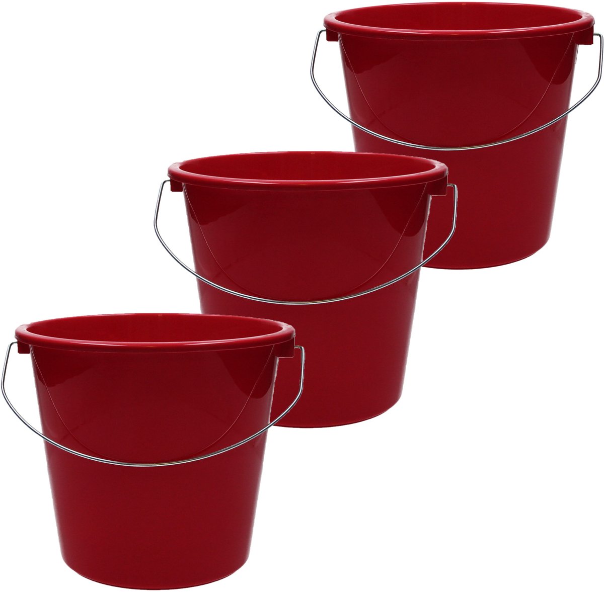 Emmer - 5 liter huishoudemmer - 3 stuks - Rood