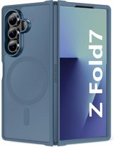 Coque compatible avec Samsung Galaxy Z Fold 7 - Blauw foncé - Coque arrière magnétique mate Casemania - Protection contre les chutes et les chocs - Compatible MagSafe et chargement sans fil