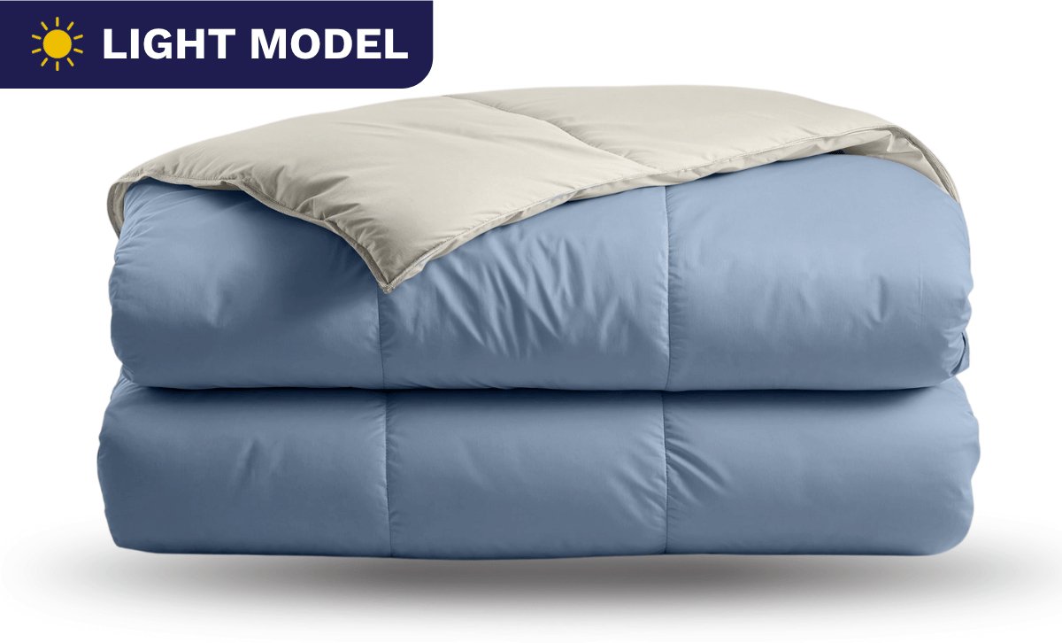 Zelesta Deluxe Duo Light - Dream Blue & Cream 240x200 - Zomerdekbed zonder overtrek - Katoenen dekbed - Dekbed met vaste hoes - Hoesloos dekbed