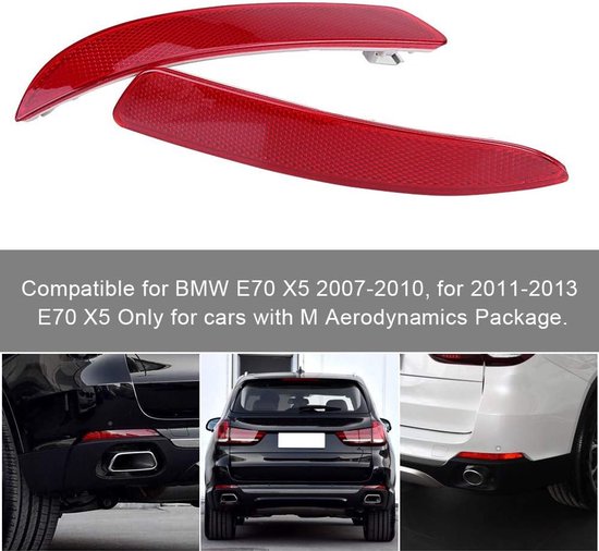 Réflecteurs De Pare-chocs Arrière Pour BMW E70 X5 2007-2013 – Rouge, ABS, Côté Gauche Et Droit - 9